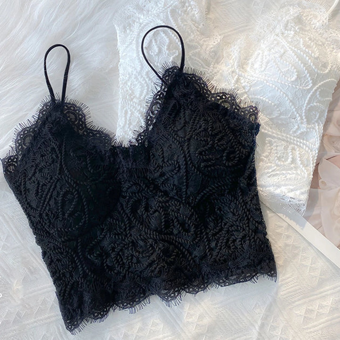 Fashion Women's Crop Tops Sexy Lace Tank Top Chest Wrap Bandeau Underwear Black White Wrapped Chest Strap Chest Pad Lingerie