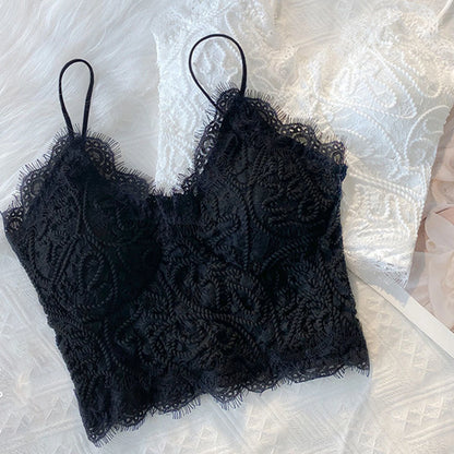 Fashion Women's Crop Tops Sexy Lace Tank Top Chest Wrap Bandeau Underwear Black White Wrapped Chest Strap Chest Pad Lingerie