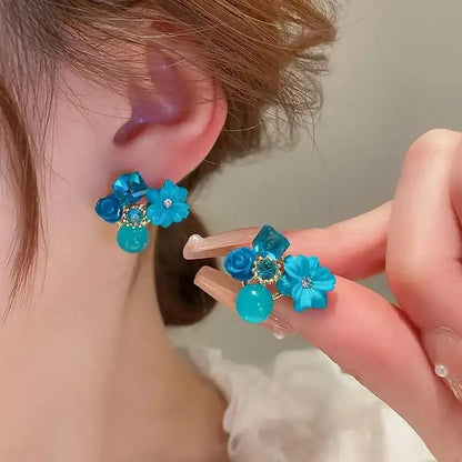 925 Silver Needle Korean Fashion Bowknot Tulip Earrings For Women Jewelry 2026 Trending New Women's White Flower Earrings Brinco