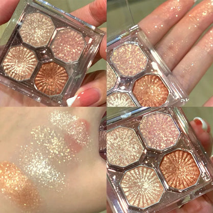 Four Color Gem Eyeshadow Pearl Matte Punk Smoked Cement Black Gray Eye Shadow Easy To Remove Makeup Daily Glitter Eyeshadow Tray
