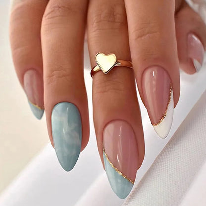 Wholesale Price Press On Nails Ballerina Medium Coffin False Nails French Tip Nails Manicure Stick On Nails Acrylic Fake Nails