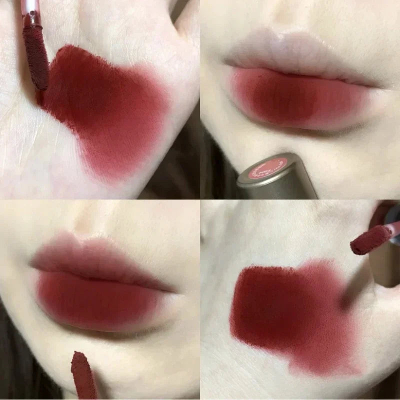 Dark Brown Matte Velvet Lip Gloss Waterproof Liquid Lipstick Nude Brown Lips Tint Mud Makeup Latte Coffee Lip Glaze Cosmetics