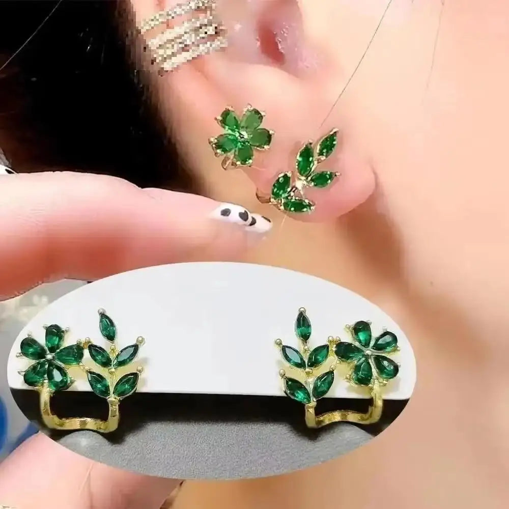 925 Silver Needle Korean Fashion Double V Crystal Earrings For Women Jewelry 2026 Trending Luxury Women's Earrings Behind Ear