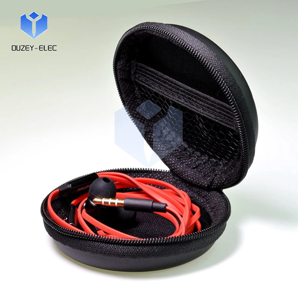 Headphone Storage Bag Diameter 8CM Round Headphone Organizer Storage Box with Partition Coin USB Flash Drive Cable Storage Case