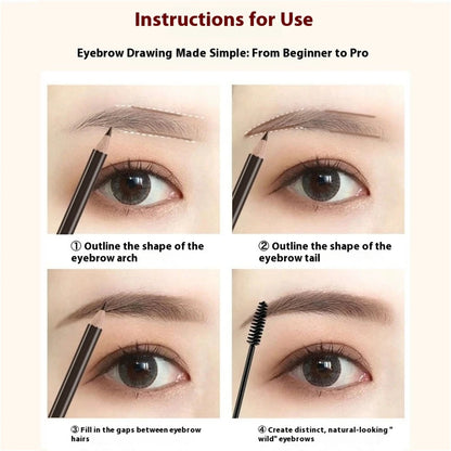 2 In 1 Eyebrow Pencil With Brush Sweat Proof Eyeliner Makeup Pen Professional Defining & Filling Tool Easy Application Cosmetics