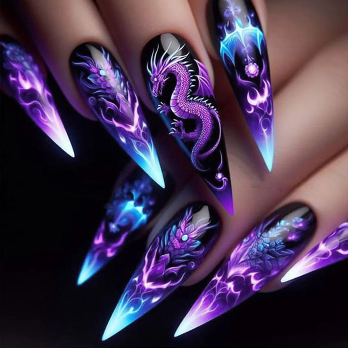 24Pcs Press on Fake Nails Short Medium French Acrylic Full Cover False Nail With Glue Kit Mini File Manicure for Women and Girls