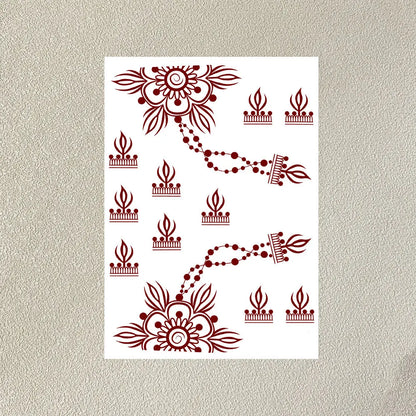 Waterproof Henna Tattoo Stickers for Women Flower Instant Fake Tattoo for Hand Temporary Tattoos for Wedding Party Festival