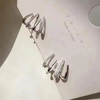 925 Silver Needle Korean Fashion Double V Crystal Earrings For Women Jewelry 2026 Trending Luxury Women's Earrings Behind Ear