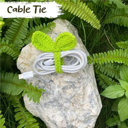 Multifunctional Hand-Knitted Crochet Leaf Sprout Versatile Crochet Leaf Bud Headphone Decor Cute Decor Cable Tie