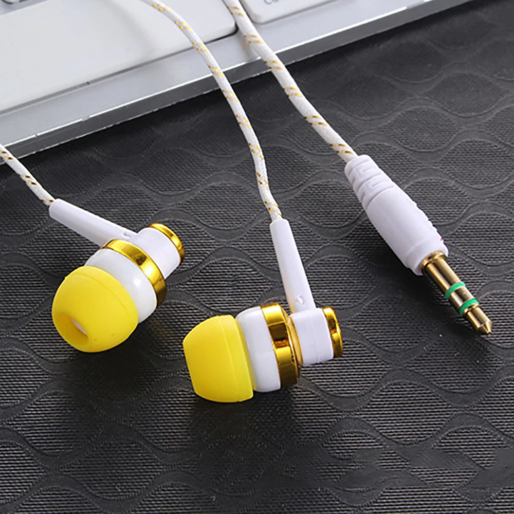 3.5mm Nylon Weave Cable Earphone Headset For Laptop Smartphone Wired Earphone Stereo In-Ear Headphones