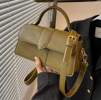 Fashionable Small Square Handbag Women's Crossbody Bag Trendy Handbag Soft PU Leather Neutral Minimalist Style Mobile Phone Pock