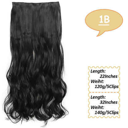 NICESY Synthetic Long Wavy 5 Clips Hair Extensions 22Inch/32Inch Clip On Hair Extensions High Tempreture Fake For Women