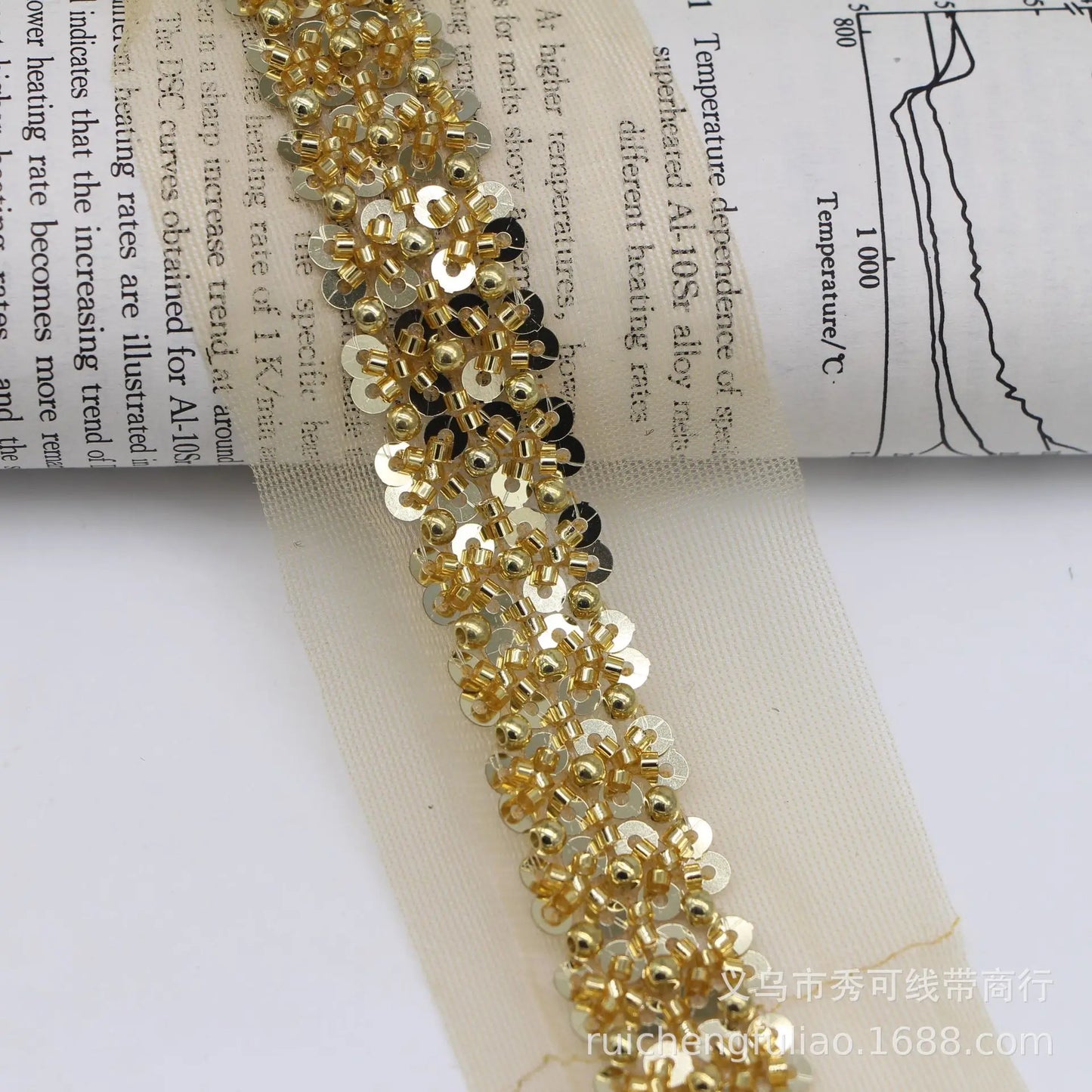 90cm Pearl Beaded Lace Trim Ribbon Garment Decoration Applique Trimming Gold Sequin Tape DIY Sewing Fabric Material Accessories