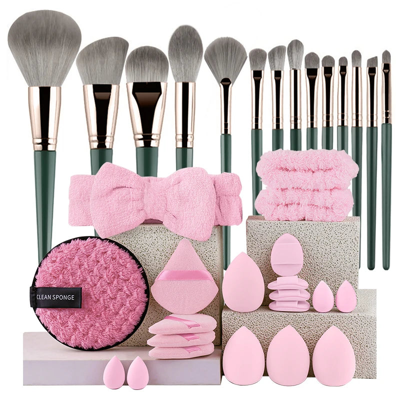 34pcs Makeup Brushes Set 14pcs Travel Portable Foundation Concealer Makeup Brush Professional Liquid Cream Make-up Beauty Tool
