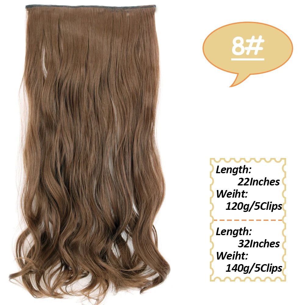 NICESY Synthetic Long Wavy 5 Clips Hair Extensions 22Inch/32Inch Clip On Hair Extensions High Tempreture Fake For Women