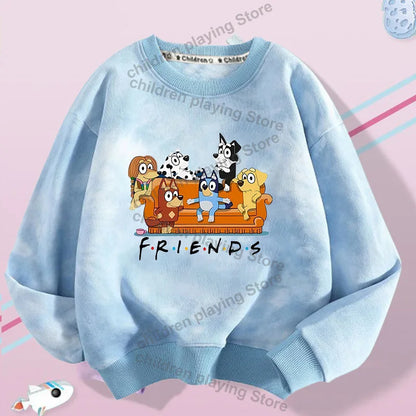 Blueyi Series Kid Pullover Sweatshirts Trendy Long Sleeves Top Bingo Autumn Winter Cartoon Child Clothes Birthday Christmas Gift