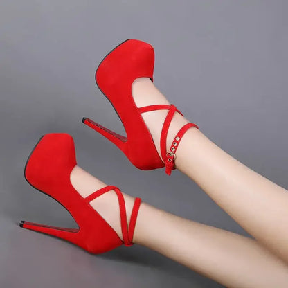 Sexy Classic High Heels Women's Sandals Summer Shoes Ladies Strappy Pumps Platform Heels Woman Ankle Strap Shoes Sizes 34-42