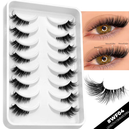 VELTRINAY False Eyelashes Half Lashes Cat Eye Natural Look Wispy Faux Mink Clear Eyelash Band Natural Lashes Makeup