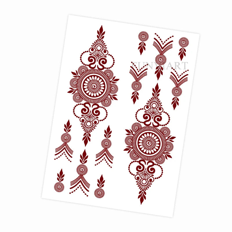 Waterproof Henna Tattoo Stickers for Women Flower Instant Fake Tattoo for Hand Temporary Tattoos for Wedding Party Festival