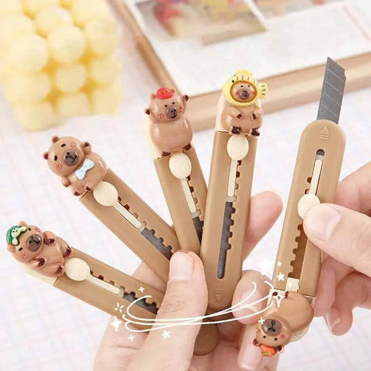 1 Piece Lytwtw's Cartoon Capybara  Art Cutter Utility Knife Mini Student Art DIY Tools Creative Stationery School Supplies