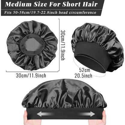 Soft Silk Satin Lined Bonnet Large Satin Hair Bonnet Household Sleep Shower Cap Hair Wrap Cover for Long Hair Salon Tool 1pcs