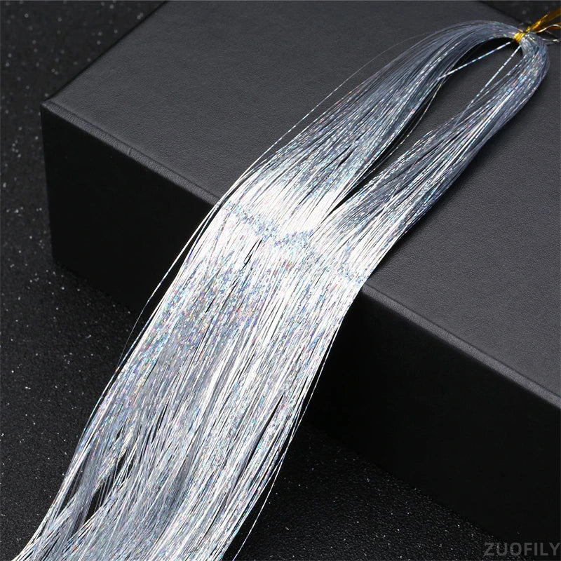 Sparkle Shiny Hair Tinsel Rainbow Strands Dazzles Women Hippie for Braiding Headdress False Hair Extensions Decor Glitter Strips