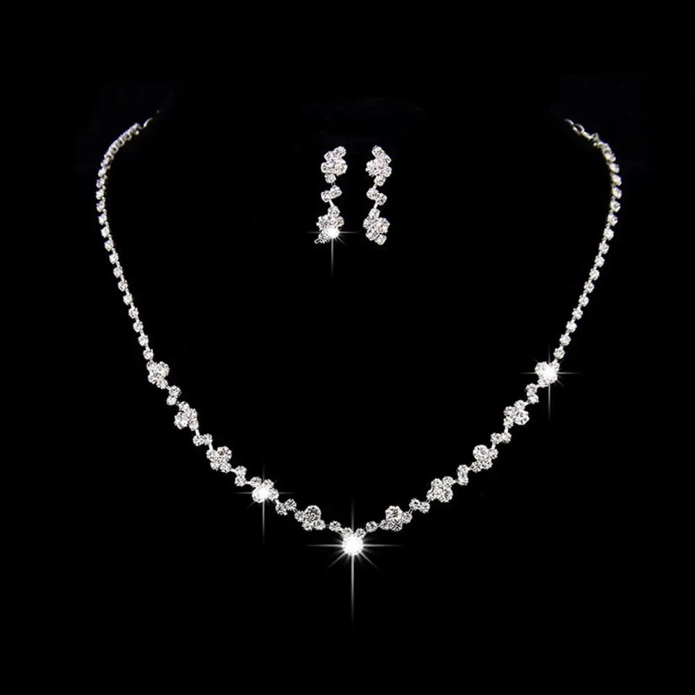 Necklace Earrings Set 2024 Rhinestone Tassel Earrings Necklace Combo Wedding Jewelry Bride Dangle Earrings Necklaces Party Jewel
