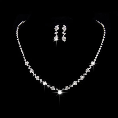 Necklace Earrings Set 2024 Rhinestone Tassel Earrings Necklace Combo Wedding Jewelry Bride Dangle Earrings Necklaces Party Jewel