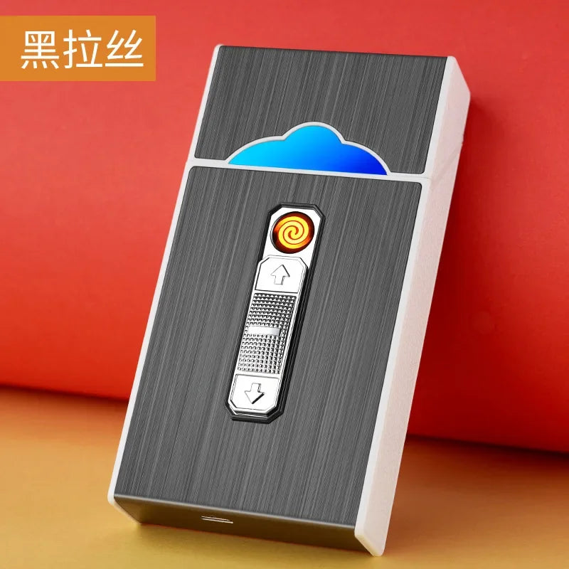 Multifunction Lighter Cigarette Box Integrated Portable Cigarette Lighter Cigarette Box Lighter  for Men Smoking Accessories