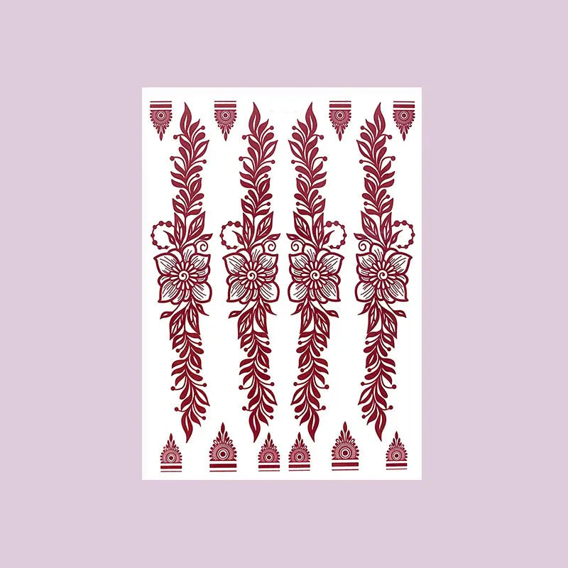 Waterproof Henna Tattoo Stickers for Women Flower Instant Fake Tattoo for Hand Temporary Tattoos for Wedding Party Festival