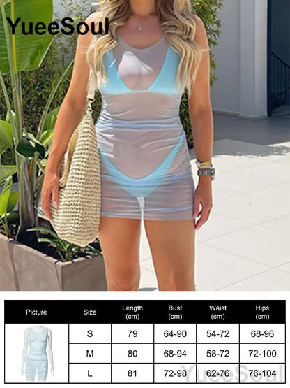 Blue Mini Dress Summer Sleeveless Slim Sexy Women Dresses 2025 New Sweet Cute Evening Party Casual High Street Y2K Dress