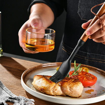 1/7Pcs Black Food Grade Silicone Kitchen Cookware Utensils Spatula Spoon Oil Brush Practical Cooking Tool Kitchenware Set