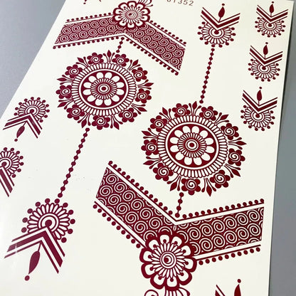 Waterproof Henna Tattoo Stickers for Women Flower Instant Fake Tattoo for Hand Temporary Tattoos for Wedding Party Festival