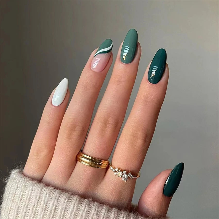 24Pcs Manicure Wearable Fake Nails Ballerina Removable Coffin Fake Nails Finished Women Girls Almond False Nails Art Decoration