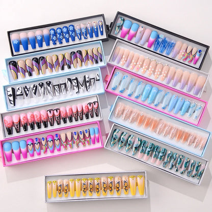 Luxury Designed Reusable Pink Nude False Nails Short Custom Acrylic Press On Nails Artificial Nails With Glue For Woman And Girl