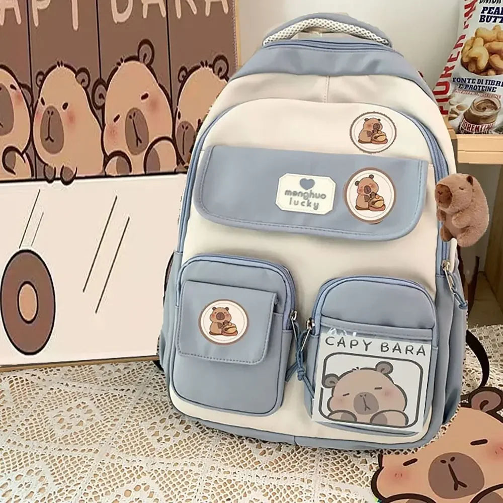 Cute Capybara Schoolbag Adjustable Strap Waterproof Shoulders Bag Large Capacity Computer Bag Student