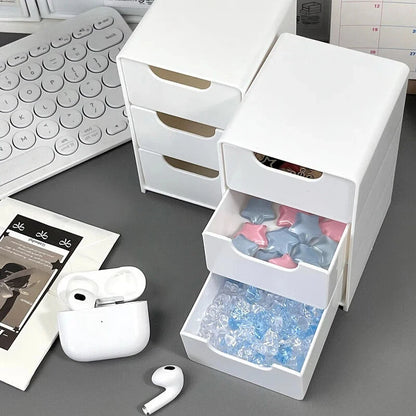 3-Tier Cosmetic Storage Box Organizer With Drawers Multifunctional Countertop Storage For Jewelry Office Supplies