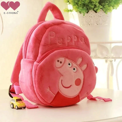 Peppa Pig Qriginal Kawaii Plush Schoolbag Toys Cute Cartoon George Kindergarte Anime Schoolbag Kids Birthday Gifts