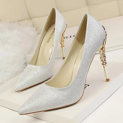 9219-2 Style Women Fashion Shoes Pure Color Leather High Heels Low Heels Medium Capsule Korean Style Spring Autumn