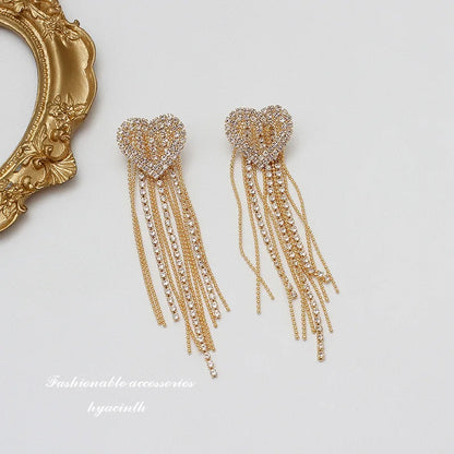 2023 New Fashion Trend Unique Design Delicate Elegant Green Zircon Tassel Earrings Women High Jewelry Wedding Party Gifts