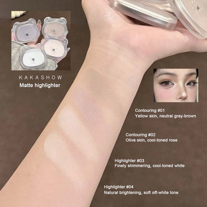 Kakashow Matte Highlighter Silky Smooth Powder Face Contouring & Brightening to Create a 3D makeup look