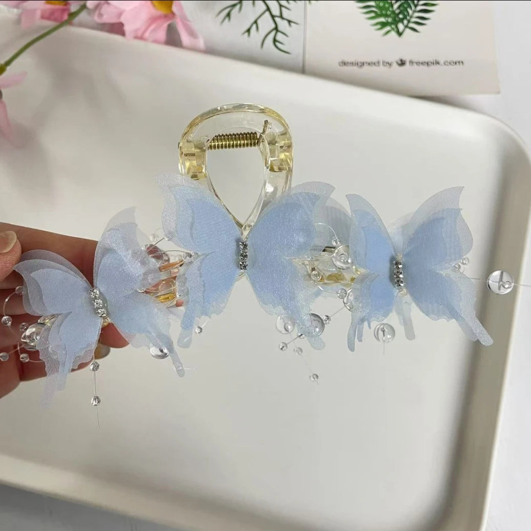 New Butterfly Large Hair Claw for Thick Hair Claws Crab Women Sweet Pink Hairpin Ponytail Hair Clip Claw Accessories