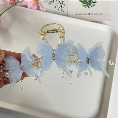 New Butterfly Large Hair Claw for Thick Hair Claws Crab Women Sweet Pink Hairpin Ponytail Hair Clip Claw Accessories