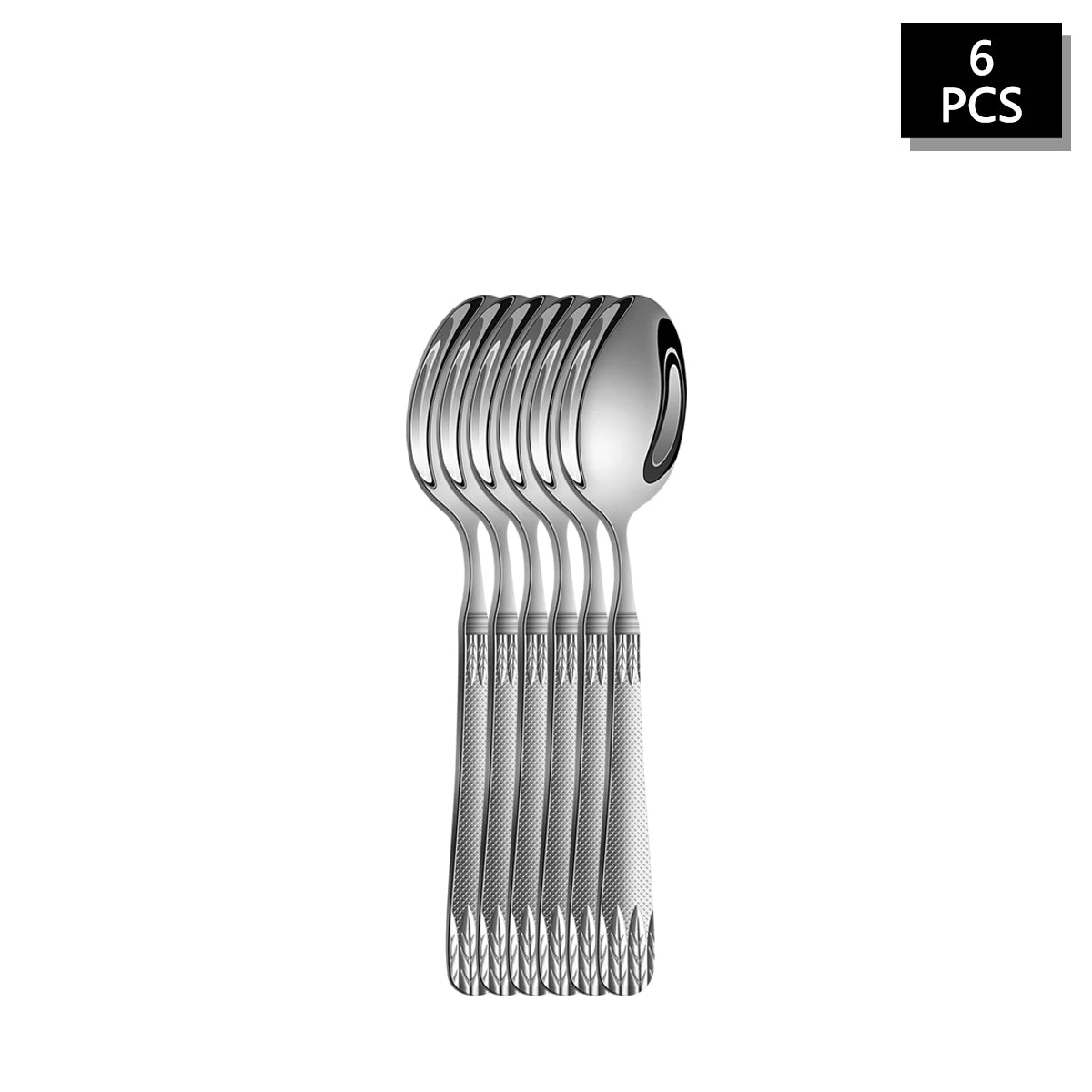 4/6/16/24pcs Stainless steel wheat ear cutlery set Silver steak knife, fork and spoon combination cutlery for family hotel party