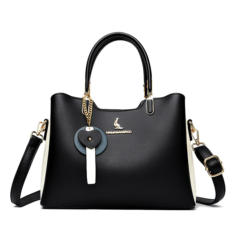 2025Autumn Fashion Simple Large Capacity Women's Handbag Color-Block Multi-Compartment High-End Mom Bag Commuter Bag
