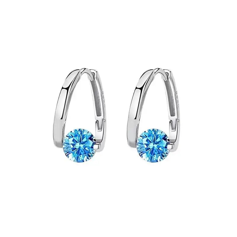 925 Silver Needle Korean Fashion Double V Crystal Earrings For Women Jewelry 2026 Trending Luxury Women's Earrings Behind Ear