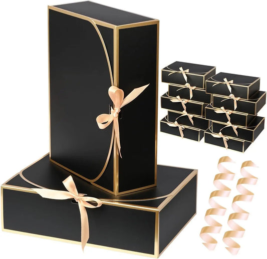 10pcs Elegant Butterfly Ribbon Gift Boxes for Lipstick Cosmetics Jewelry Birthday Party Gift Packaging with Gold Silver Edging
