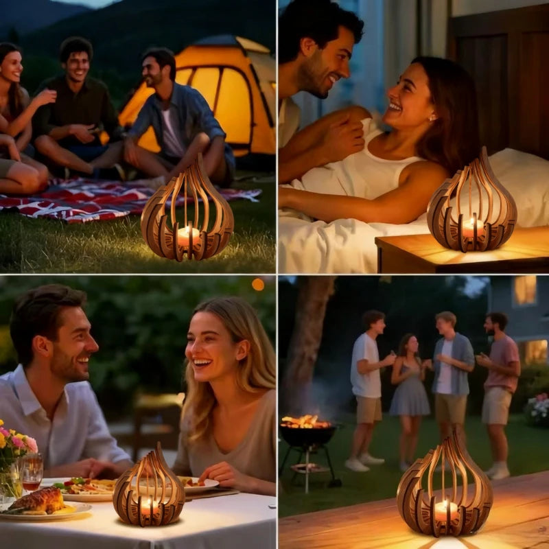 Artwork Streamline Wooden DIY Handmade Candle Holder Decoration Ornament Candle Holder, Creating A Warm Atmosphere