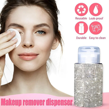 Diamond Design 200ml Empty Liquid Bottle Press Pump Dispenser Refillable Container for Nail Polish Remover Makeup Manicure Tool