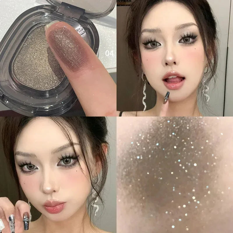 Glitter Punk Smoky Black Eyeshadow Makeup Palette Metallic Dark Silver Eye Shadow Highlighter Pearl Brown Eyes Pigments Cosmetic